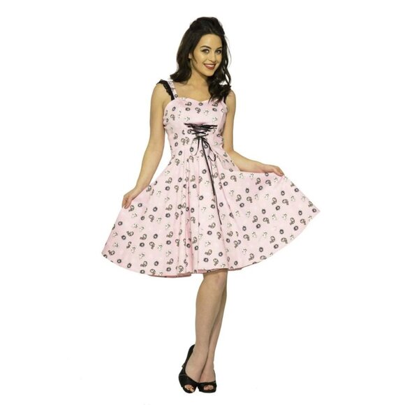 Hearts & Roses Skull Baby Swing Dress in Pink Goth Size 8   6672 - Picture 14 of 16